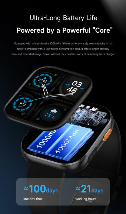 New 1000mAh Battery Smart Watch Women Heart Rate Sleep Monitoring Bluetooth Call IP68 Waterproof Smartwatch Men For Android IOS