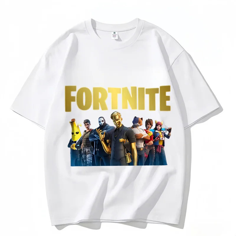 Fortnite Rundhals-T-Shirt für Erwachsene, unisex, Gaming-Dance-Mode, neu, aus reiner Baumwolle, kurzärmeliges Oberteil, perfekt für Freizeit und Urlaub