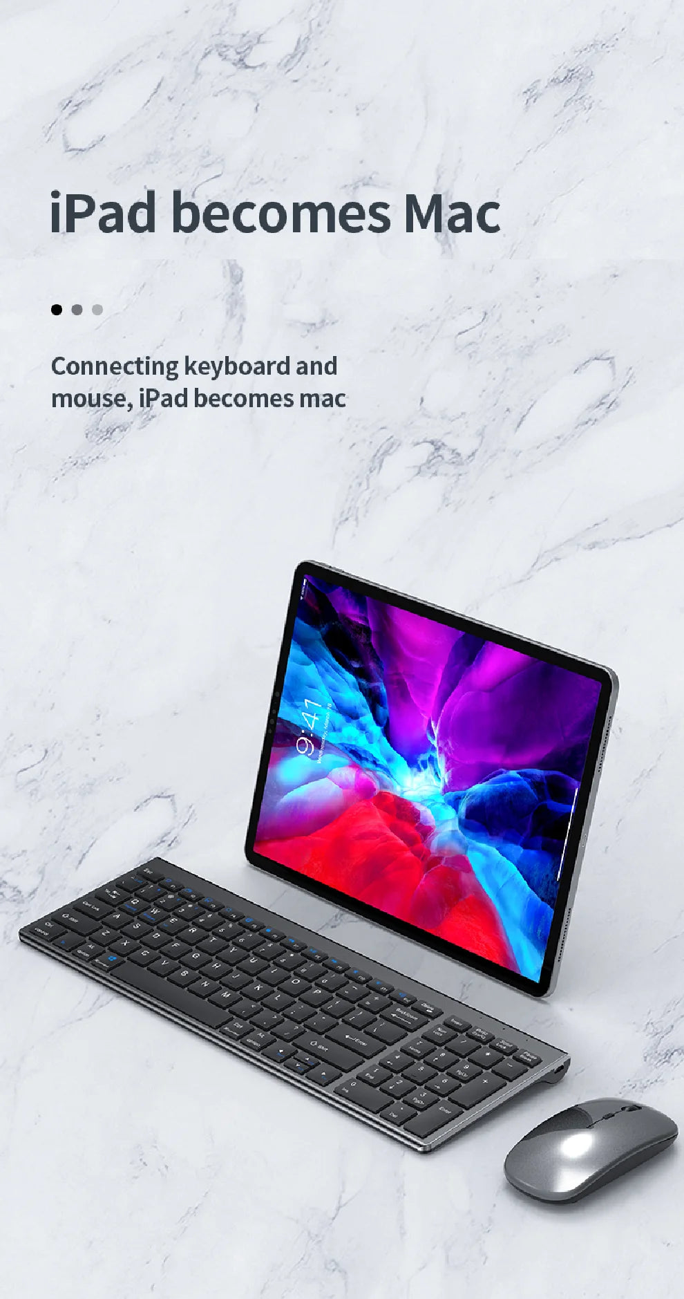 JOMAA Bluetooth-&2.4G-USB-Tastatur-und-Maus-Set für Laptop, Computer und iPad, wiederaufladbare kabellose Tastatur-und-Maus-Kombination, leise