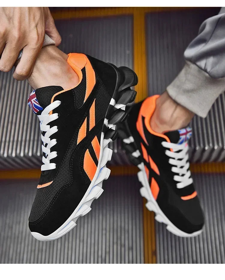 Brand Trend størrelse 46 47 48 slidstærke fitness-sneakers til mænd med støddæmpning, tyk sål og åndbare udendørs løbesko til mænd