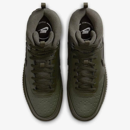 Nike Court Vision Men's Black and White Olive Green Brown Comfortable and Versatile Mid-Top Casual Sneakers Dr7882-300
