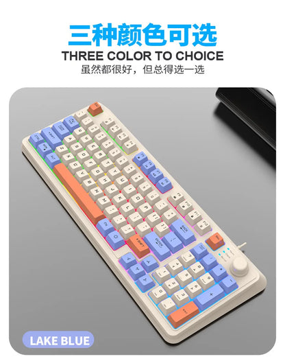 Keyboard K81 Gaming Keyboard 81 Key 80% Layout Spanish Russian Korean Arabic Keyboard USB Wired RGB Light Volume Knob Ergonomics
