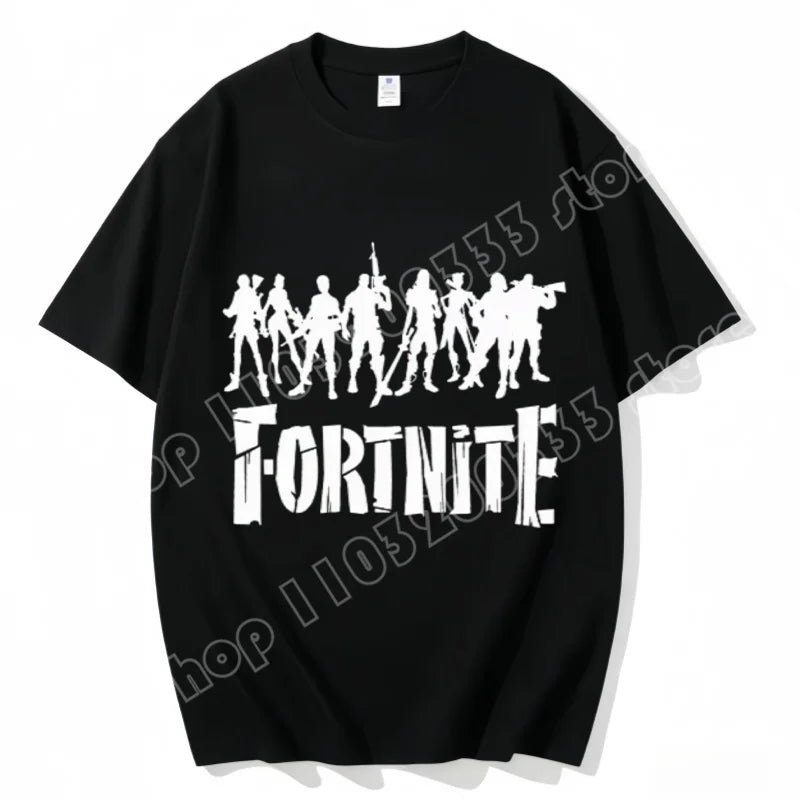 Fortnite Rundhals-T-Shirt für Erwachsene, unisex, Gaming-Dance-Mode, neu, aus reiner Baumwolle, kurzärmeliges Oberteil, perfekt für Freizeit und Urlaub