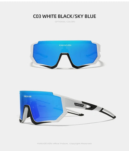 KINGSEVEN Cykelsolglasögon med UV-skydd för män och kvinnor, cykelglasögon, UV400, polariserade, fiske, cykling, klättring, stor ram, sportglasögon
