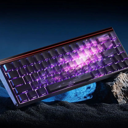Purple Galaxy Gradient Side Carving Transparent Cherry Keycap PBT 135 Key Compatible with 60/64/84/98/108 Mechanical Keyboard