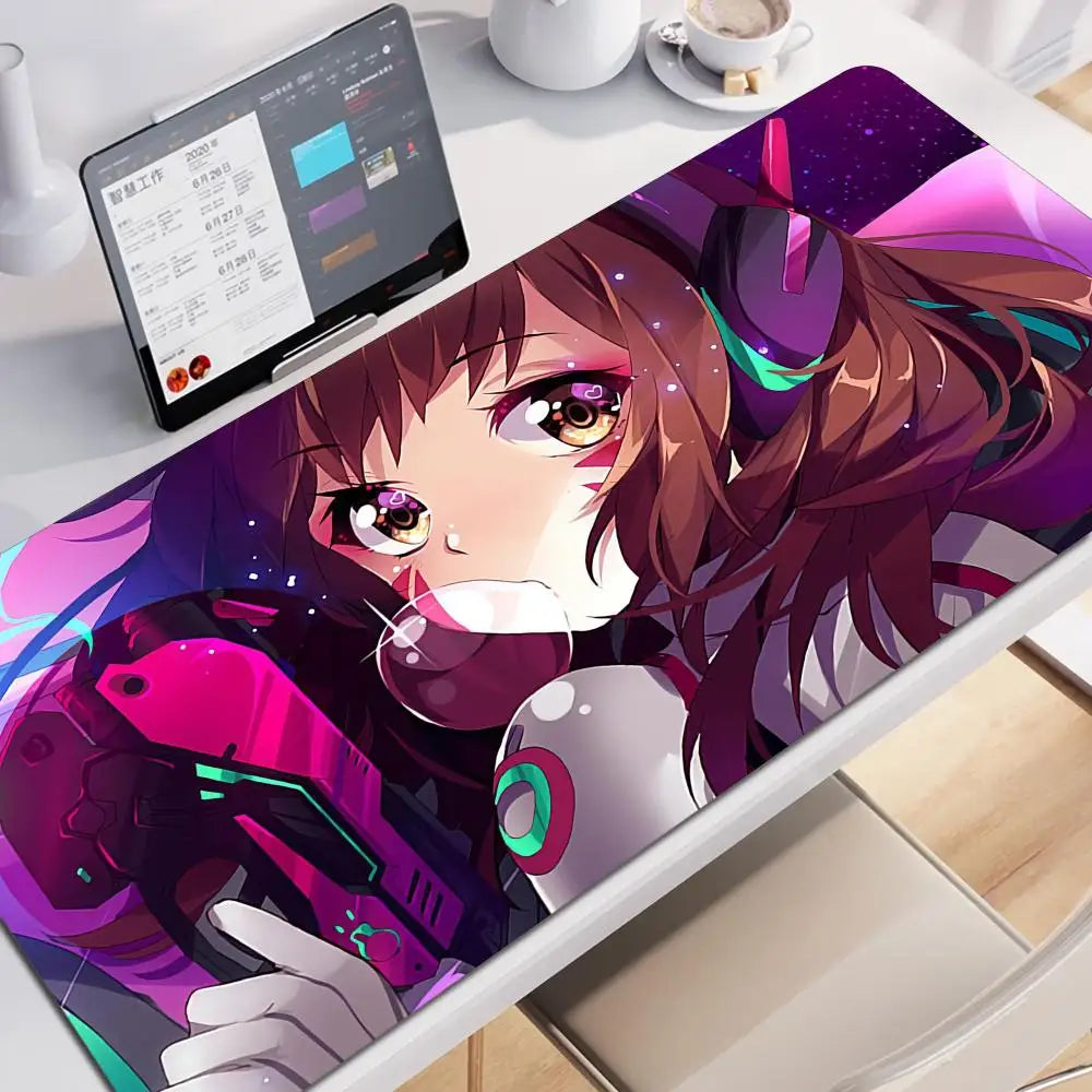 Tapete de Rato XXL Anime Gaming Girl Overwatch 900x400, Tapete de Secretária Suave em Borracha para Portátil, Escritório, Computador e Teclado, Impressão HD