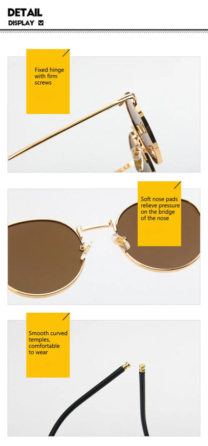 Fashion Women Men Sunglases Round Sun Glasses Women's Metal Frame Eyewear Men Fishing Glasses Hip Hop Metal Frame UV400 Shades