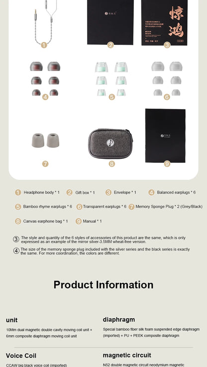 Zhulinniao JingHong Z3 2025 High-Fidelity In-Ear HiFi Earphones Dual Dynamic Drivers Metal Music Monitor Customizable Audio