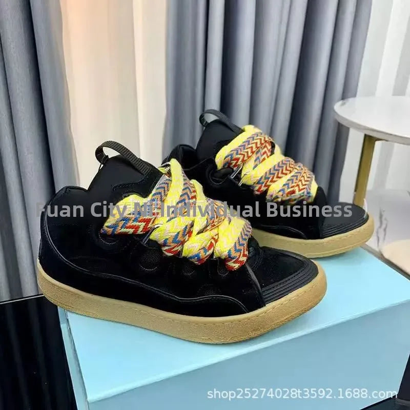 Comfortable High Heel Skate Shoes Thick-Soled Casual Sporty Dad Bag Shoes Vietnamese Cambodian New Style Knot-Tied Slip-On