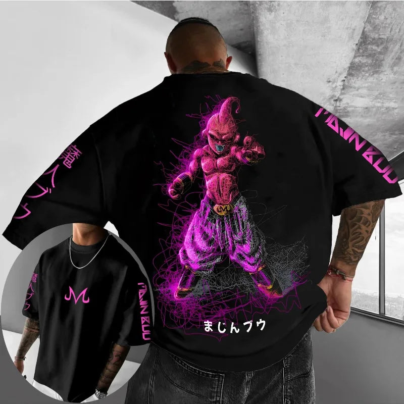 Dragon Ball miesten T-paita Majin Buu -printillä, japanilainen anime, kesä, poikien lasten lyhythihainen oversize parent-child -asu
