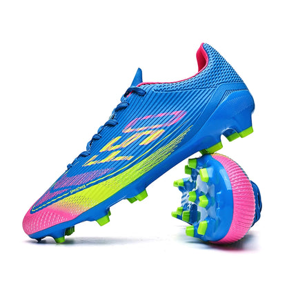 Chaussures de football respirantes pour hommes, chaussures de sport antidérapantes à longues crampons FG/AG pour l'extérieur et l'intérieur, un incontournable pour les fans