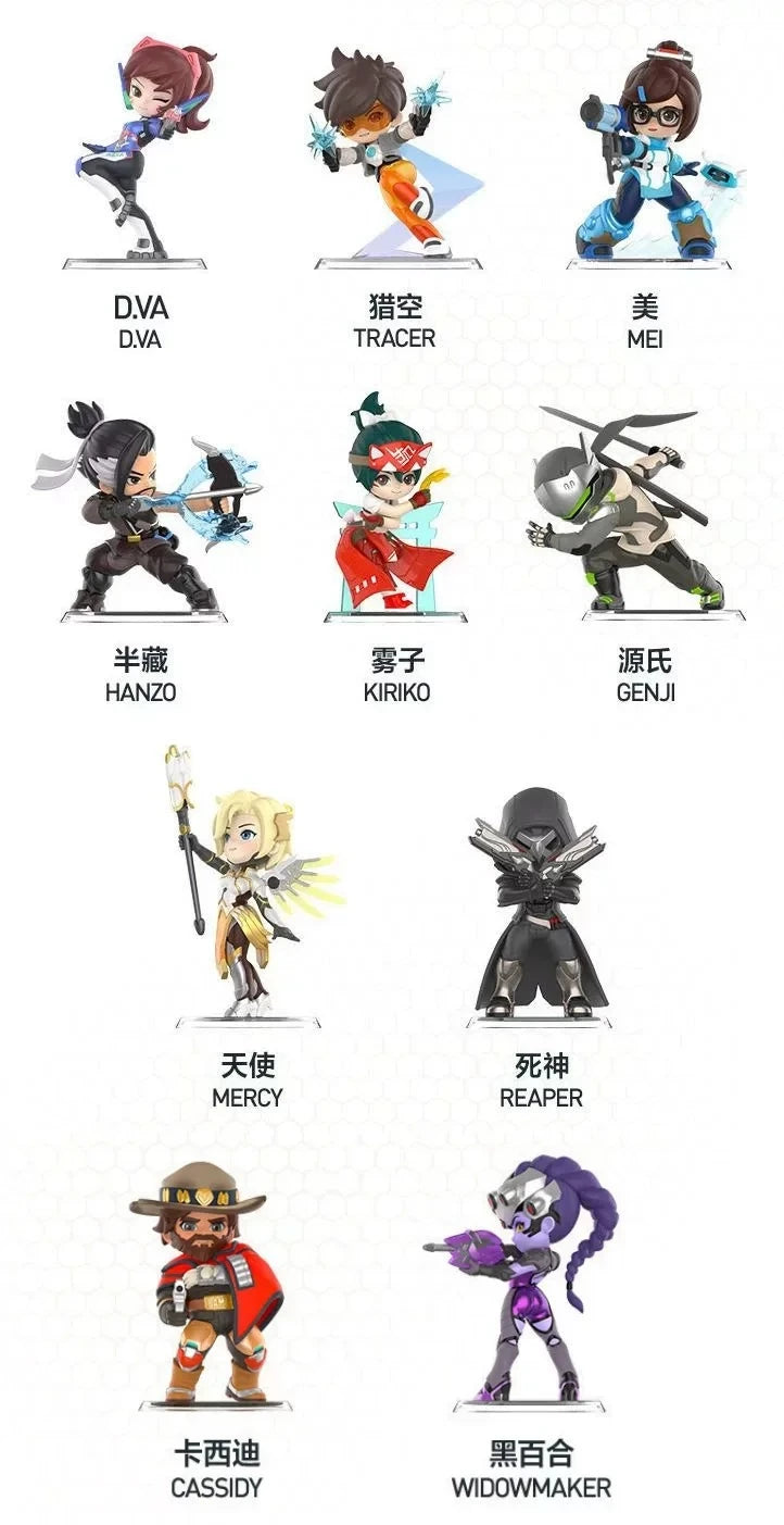 POP MART Genuína Overwatch Play Of The Game Series Blind Box — Figuras colecionáveis em PVC, ornamentos de secretária e modelos de brinquedo para fãs