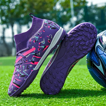 Botas de fútbol LiXingMing para hombre, blancas, profesionales, de caña alta, tacos de fútbol society, calzado de fútbol antideslizante para partido y entrenamiento