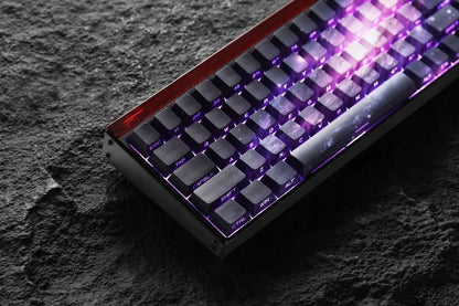 Purple Galaxy Gradient Side Carving Transparent Cherry Keycap PBT 135 Key Compatible with 60/64/84/98/108 Mechanical Keyboard