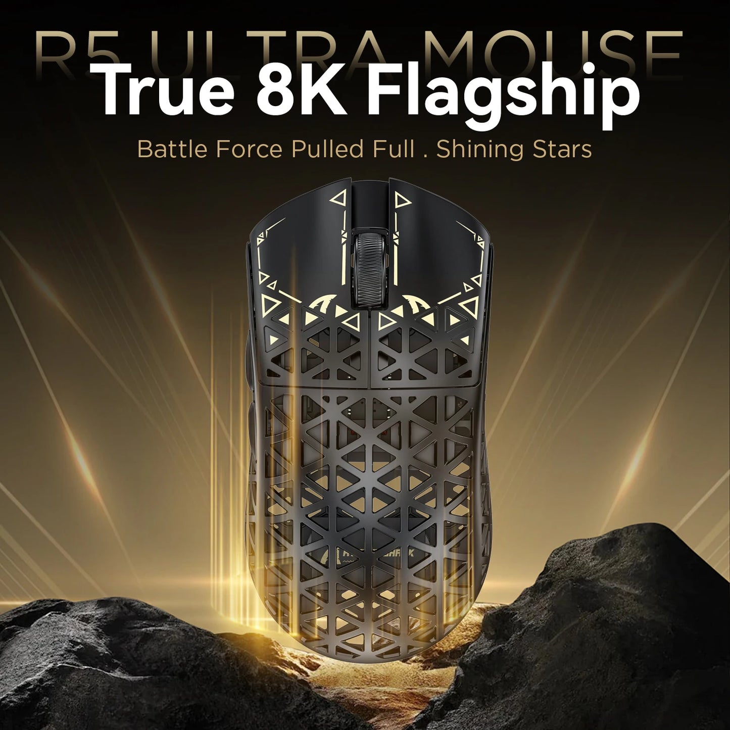 ATTACK SHARK R5 Ultra Carbon Fiber bezdrátová herní myš, herní snímač PixArt PAW3950MAX, 42000DPI, 8000Hz, MCU Nordic 52840