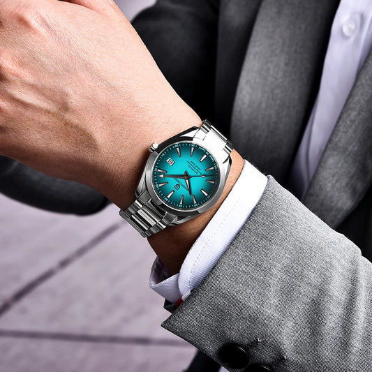 Montre de luxe pour homme PAGANI DESIGN – Modèle automatique mécanique (calibre 8215), en acier inoxydable, étanche, avec affichage de la date et aiguilles luminescentes