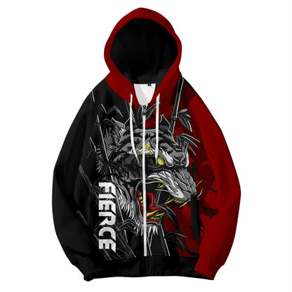 Sudaderas con capucha para hombre y niños, ropa de Año Nuevo chino con estampado 3D de dragón, moda streetwear cool, top con capucha
