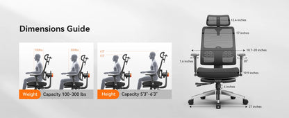 NEWTRAL MAGICH-BPRO Ergonomic Chair with Footrest, Auto-Following Backrest Headrest Office Chair, Adaptive Lower Back Support