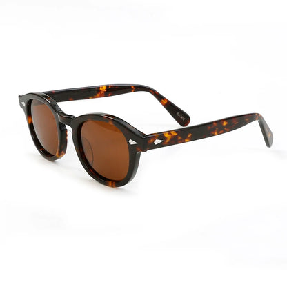 Polariserade solglasögon för män och kvinnor, Johnny Depp-inspirerade solglasögon i Lemtosh-stil, retro, runda, acetatbåge, UV400-glas, Oculos
