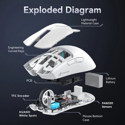 X11 Attack Shark Gaming Mouse Wireless 1K Hz PAW3311 Macro Magnetic RGB Docking Charger for Gaming