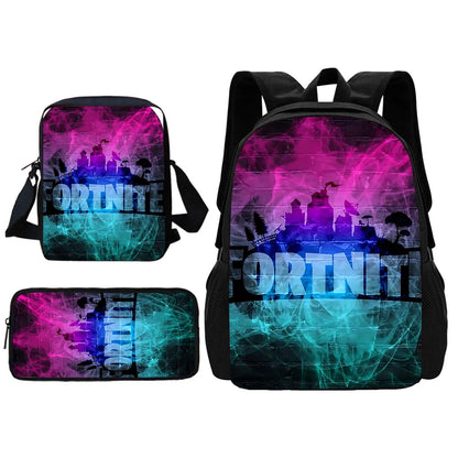 Beliebter FortniteS Schulrucksack für Kinder mit Umhängetasche und Federtaschen – Schultaschen für Jungen und Mädchen, ideales Geschenk