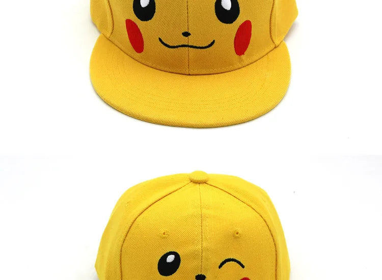 Cartoon Pikachu Cosplay Baseball Hat with Ears Cute Pokemon Baseball Cap for Adults Kids Costume Party Gift