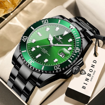 Relógio de pulso de quartzo FNGEEN Son Brand da BINBOND com bracelete em aço inoxidável para homem, luminoso e estanque, de luxo.