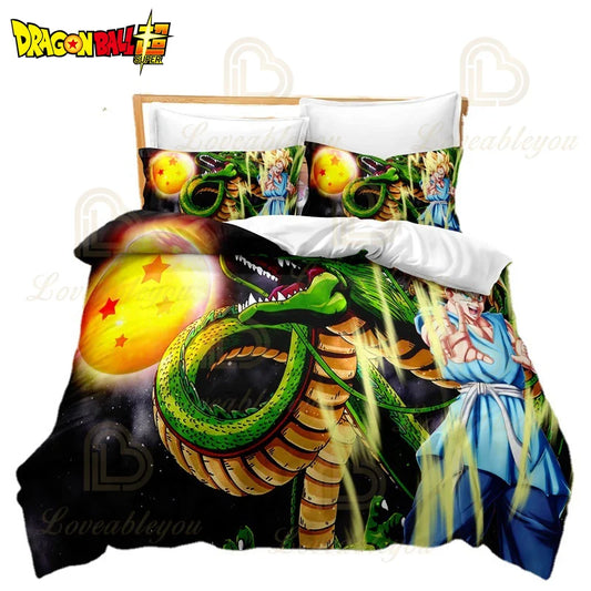 Dragon Ball Z Guko Kids Bedding Set Single King Size Duvet Cover with Quilt And Pillowcase Double Bed Linen for Bedroom Decor