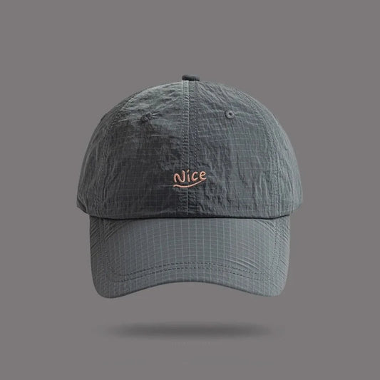 Fashion Plaid Thin Sun Cap Quick-drying Letter Embroidery Sports Running Cap Adjustable Breathable Summer Cap Men Women