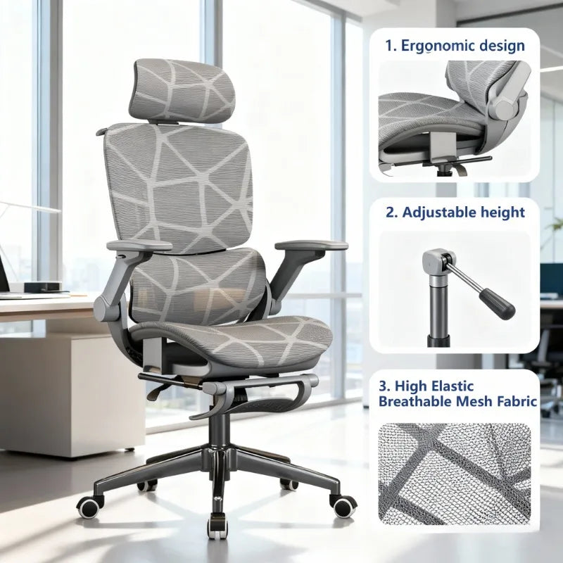 Silla gaming ergonómica de oficina para ordenador Air Titan Full Mesh con soporte lumbar de tres zonas, diseño bien ventilado e ideal para escritorio de estudiante