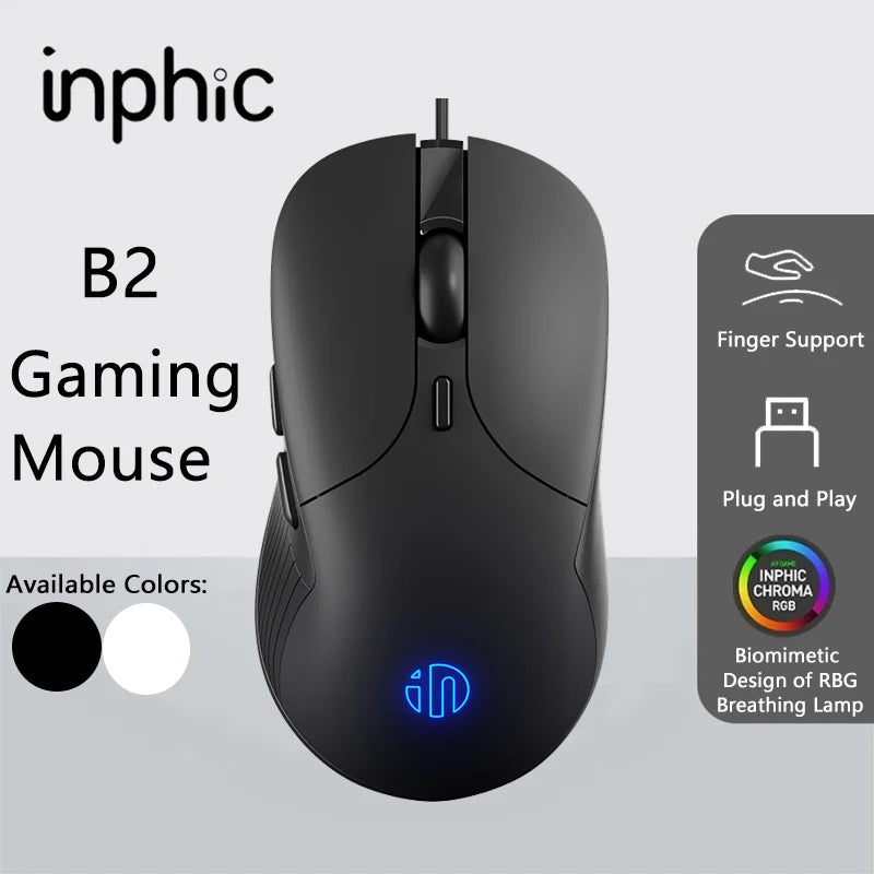 INPHIC B2 USB Wired Mouse Silent Office Gaming Mouse for PC and Laptops