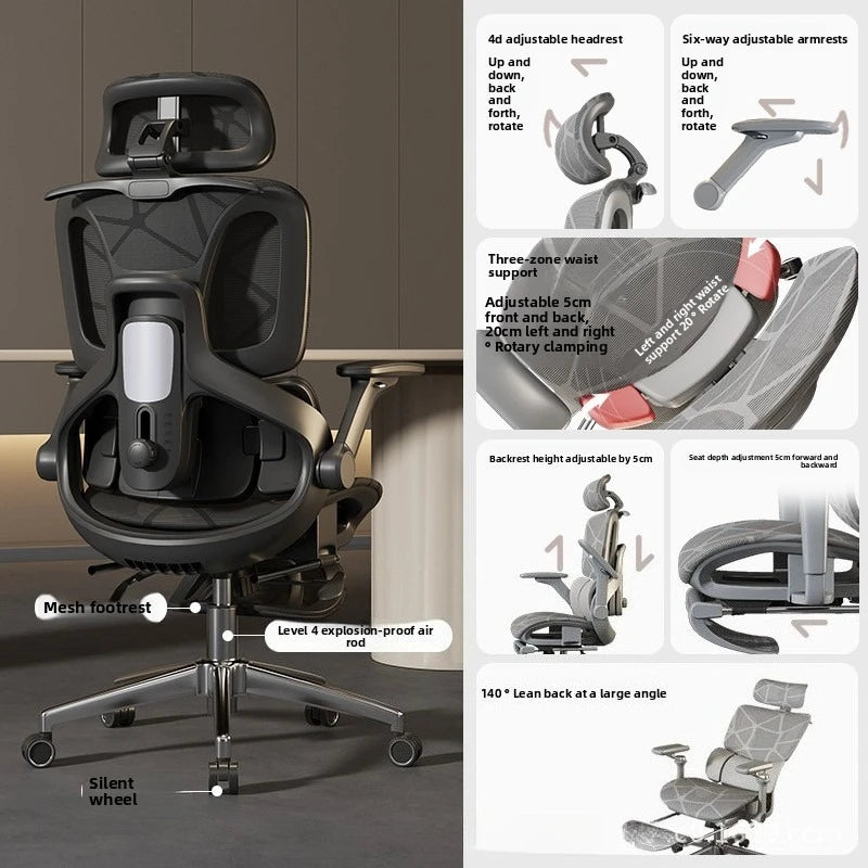 Silla gaming ergonómica de oficina para ordenador Air Titan Full Mesh con soporte lumbar de tres zonas, diseño bien ventilado e ideal para escritorio de estudiante