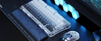 GravaStar Mercury K1 75% Wireless Mechanical Gaming Keyboard, Aluminum Alloy Exoskeleton Design, RGB Backlit, Hot-Swap Socket
