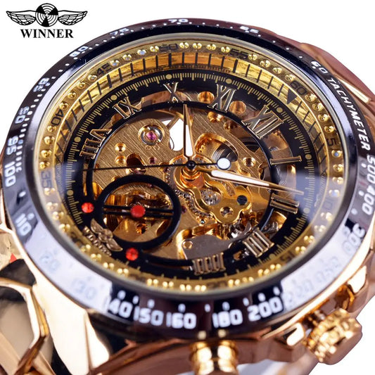Men’s Automatic Skeleton Luxury Mechanical Watch Sport Bezel