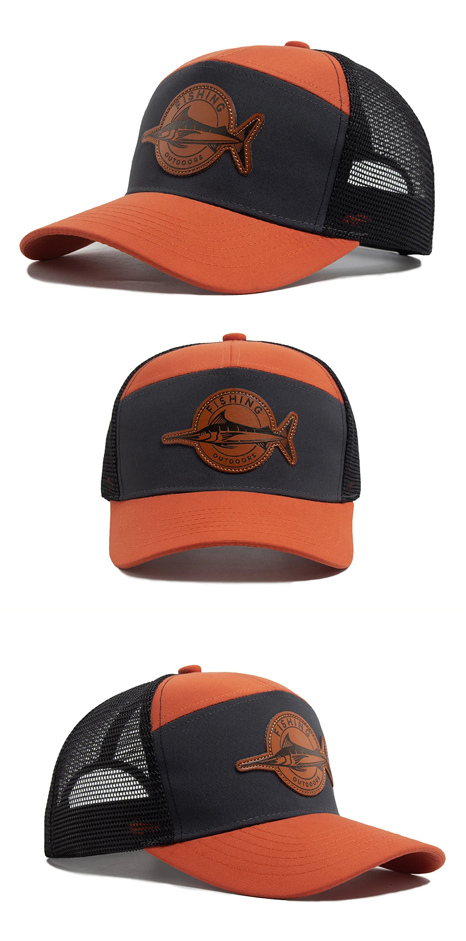 Shark Leather Label Men's Baseball Cap Casual 7 Panel Style Trucker Hat Fashion Hip Hop Mesh Caps Summer Women Visor Hats Unisex