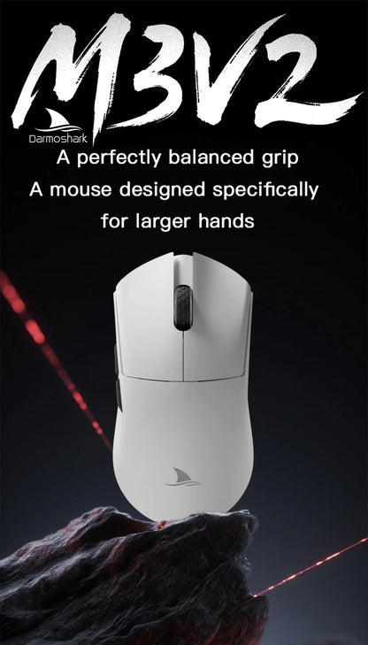 Darmoshark M3 V2 Gaming Mouse Double 8K Wireless Tri Mode 26KDPI PAW3395 Sensor Big Hand Game Macro Mouse For Computer Laptop PC