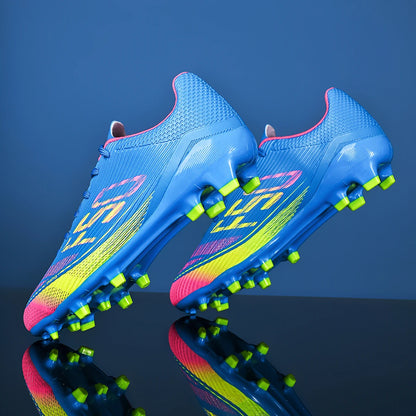 Chaussures de football unisexes pour hommes, modèle AG FG, avec tige en polyuréthane résistant et crampons en caoutchouc robustes, idéales pour les matchs de football en extérieur, sur gazon et pour les activités sporti