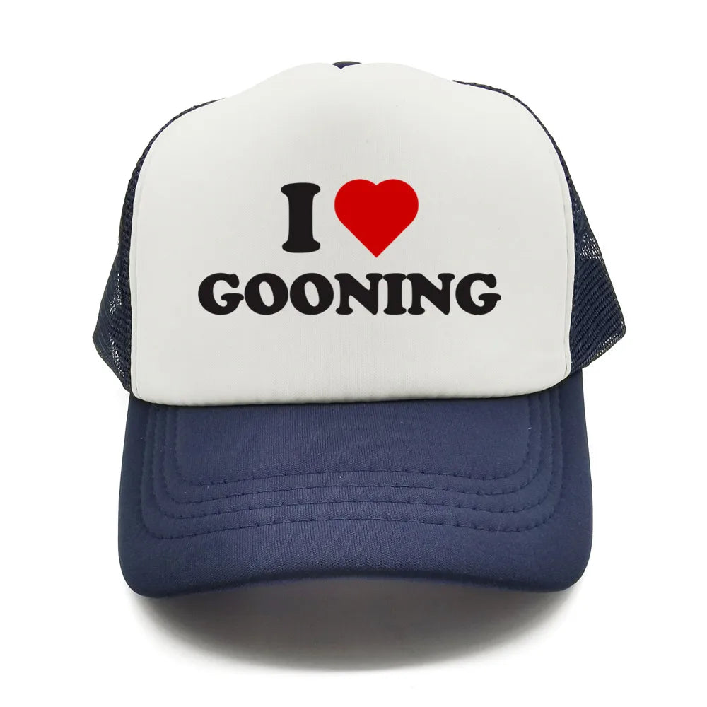 Funny I Love Gooning Baseball Caps Cool Summer Men Mesh Net Hat Humor Trucker Cap Unisex Outdoor Mesh Net Caps MZ-080