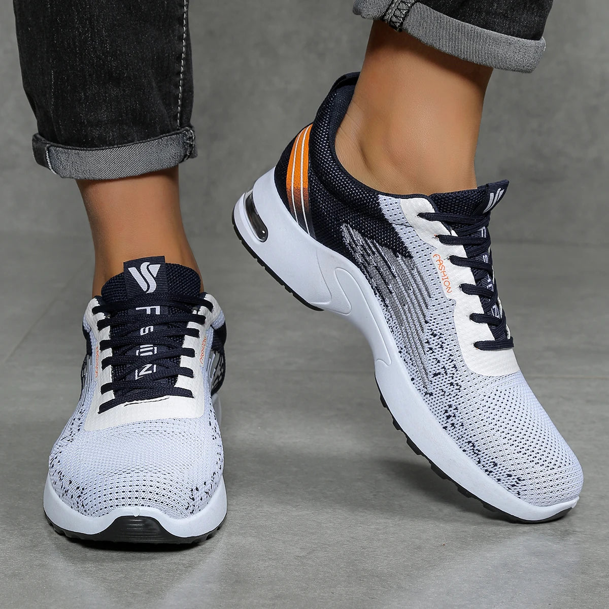 Zapatos para hombre, calzado casual para hombre, malla transpirable, amortiguación de aire, suela suave, zapatillas deportivas modernas con bloques de color