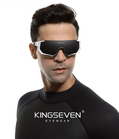 KINGSEVEN Cykelsolglasögon med UV-skydd för män och kvinnor, cykelglasögon, UV400, polariserade, fiske, cykling, klättring, stor ram, sportglasögon