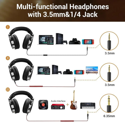 OneOdio Pro-10 Studio Monitoring Headphones – Wired HiFi Over-Ear Headset with 50mm Drivers, Deep Bass & Professional Audio