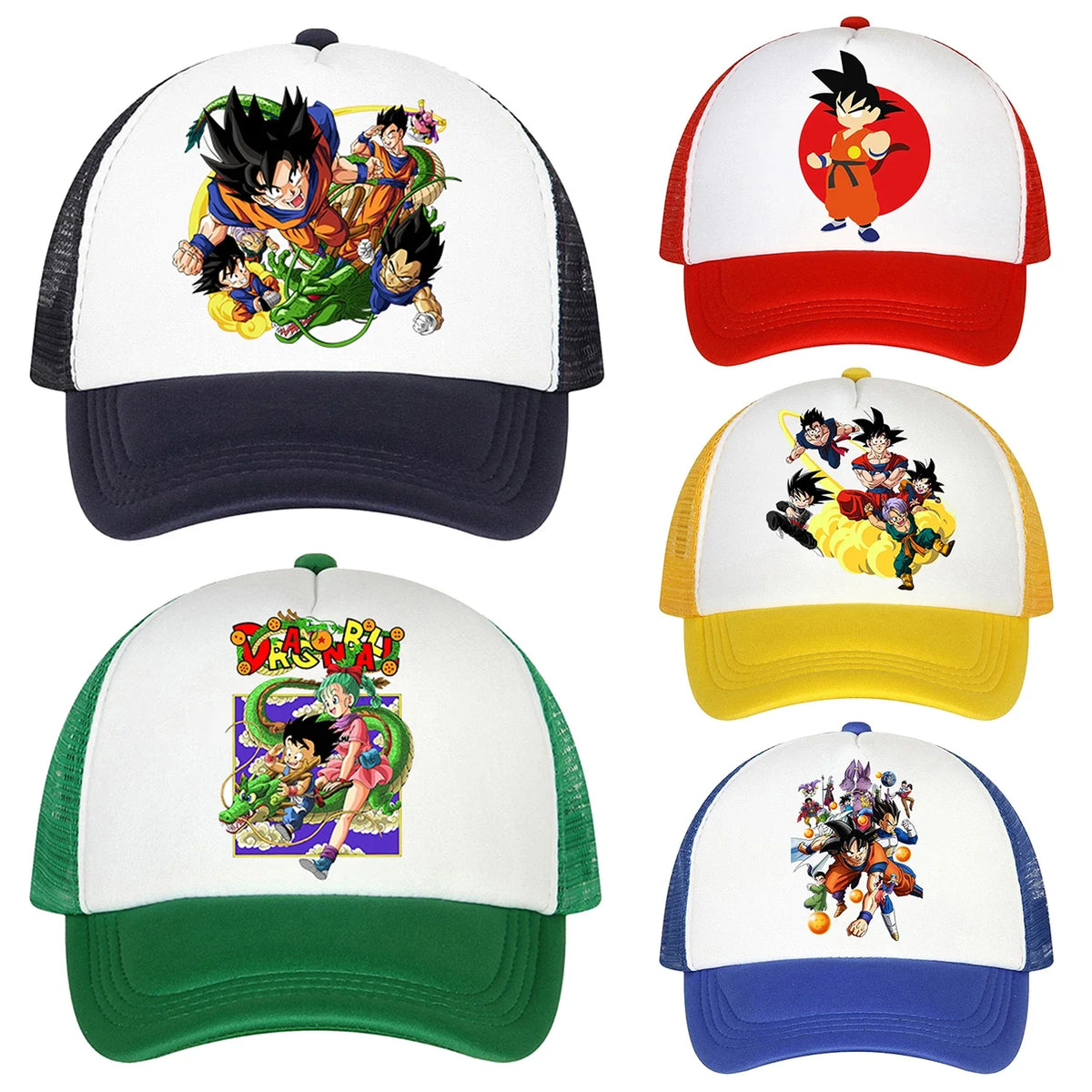 Cappellino con visiera Dragon Ball per ragazzo con stampa anime di Goku - Cappellini per bambini e adulti - Cappellini estivi traspiranti - Cappellini alla moda in stile cartone animato - Abbinabili ai costumi - Di tendenza