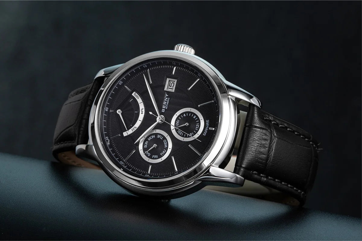 BERNY Luxury Automatic Watches for Men Fashion Elegant Mechanical Wristwatch Sapphire Date Week High-end Men's Dress Watch