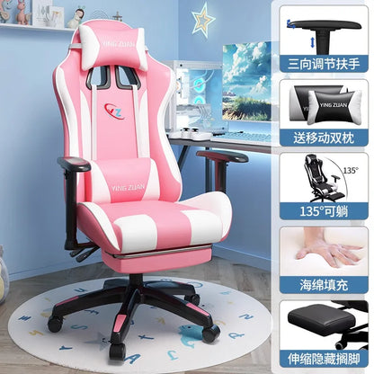 Gamingstol Datorstol Bekväm fällbar stol för gaming och LIVE Studenthem Hemmasittande ergonomi