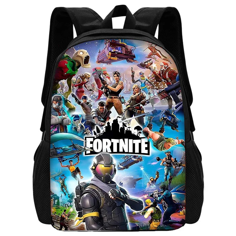 Mochila escolar infantil con bolso de hombro y estuches para lápices, bolsas escolares con diseño de juego popular F-FortniteS para niños y niñas, el mejor regalo