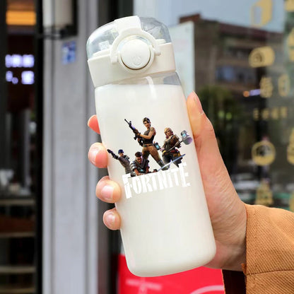 400ML Fortnites 18CM Straw Cup for Adult Boys Girls Cute Water Cup Cartoon Students Drop-Resistant Water Bottle Portable Gifts