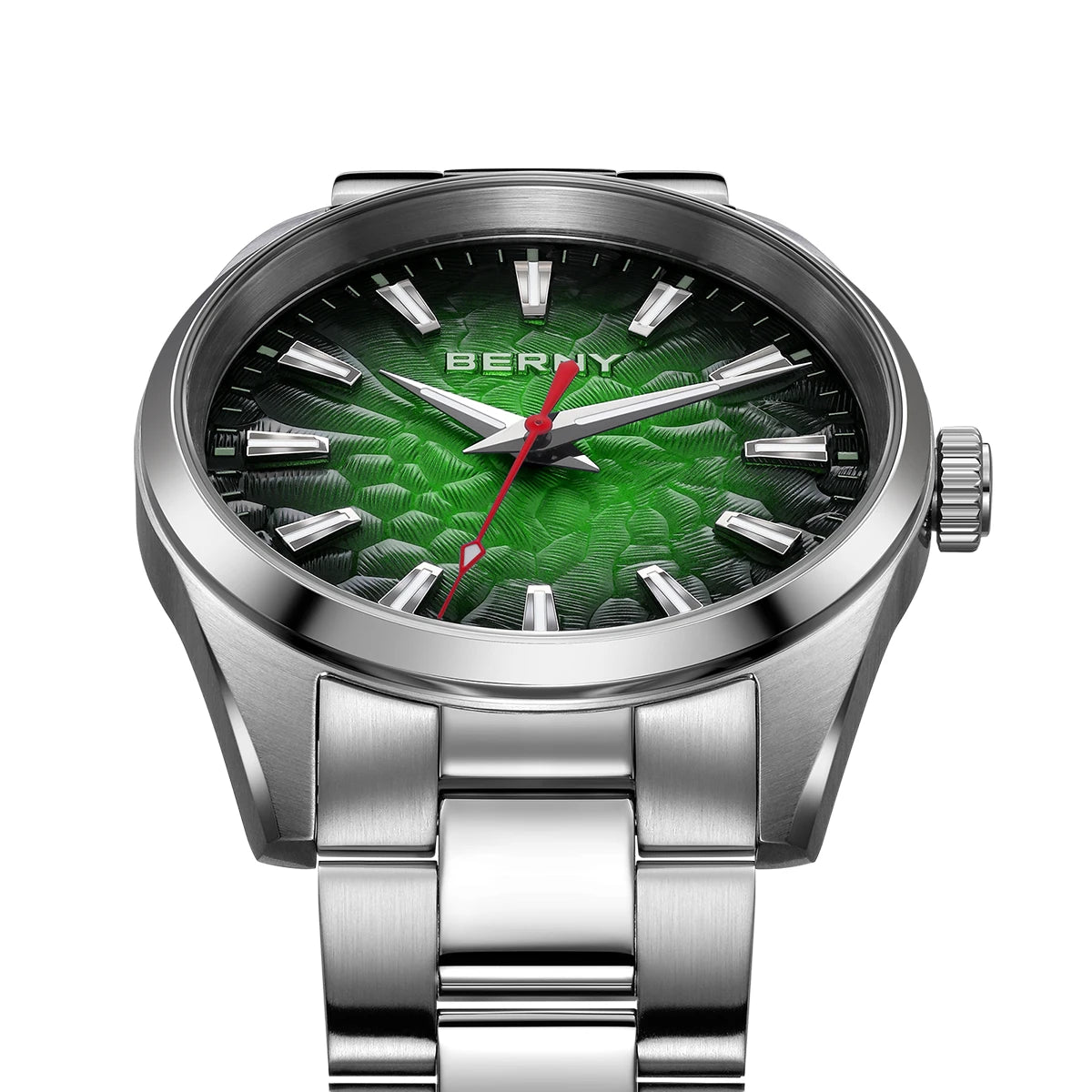 Montre pour homme BERNY – Montre à quartz, verre saphir, aiguilles luminescentes, étanche 10 ATM, entièrement en acier inoxydable – Style élégant et décontracté, idéale pour le quotidien ou les occasions professio