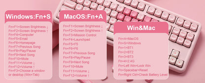 YUNZII B87 Pink Mechanical Gaming Keyboard, QMK/VIA Custom Gasket RGB Keyboard, Wireless Aesthetic Keeb, Wrist Rest for Win/Mac