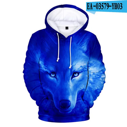 Cool Space Galaxy Wolf Hoodie Hoodies Men Bright Wolf Fashion Handsome Wolf Hoodies Spring Autumn Pullovers Sweatshirts Sweat