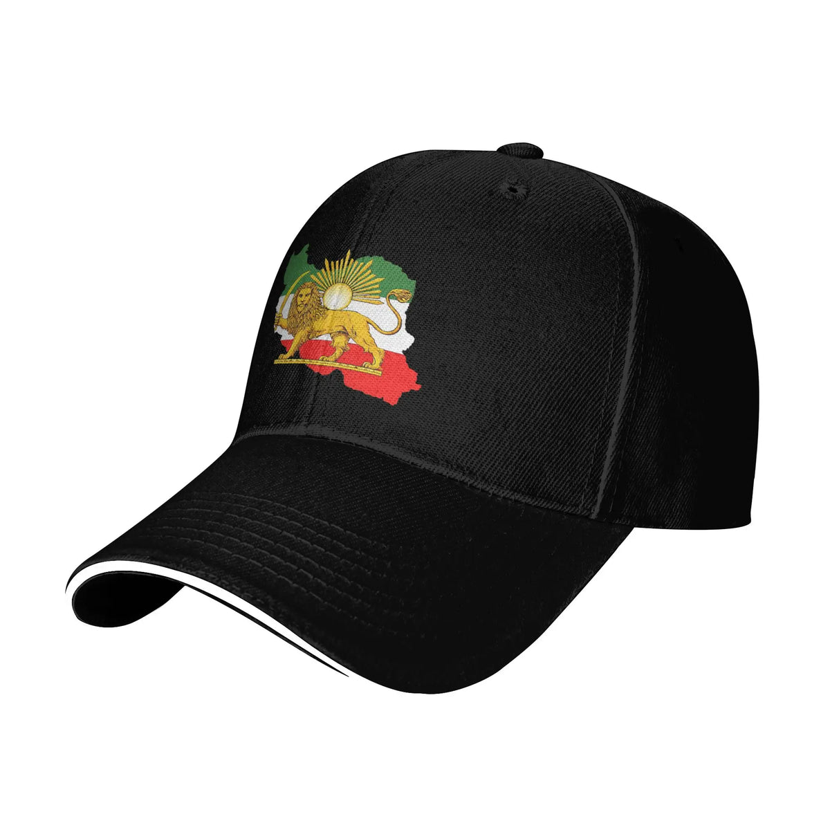 Iran Flag Map with Lion and Sun Emblem Vintage Persian Heritage Casual Baseball Cap Outdoor Trucker Hat Summer Baseball Caps